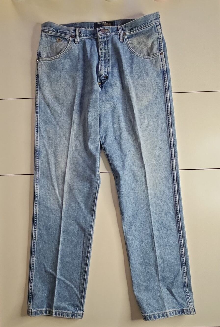 Wrangler George Strait Collection Jeans Mens 38x34 Light Wash Straight Western